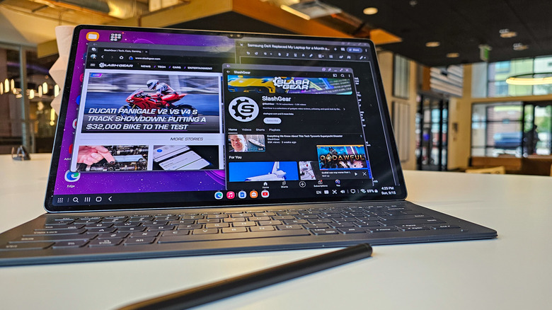 Samsung Galaxy Tab S9 Ultra tablet posed on table