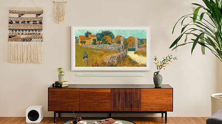 Samsung The Frame mounted on a wall
