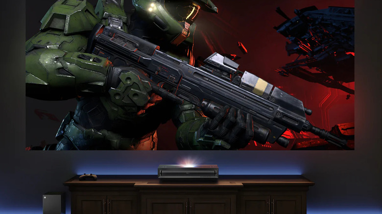 projector with Xbox game displayed