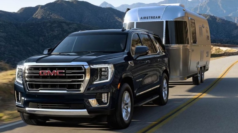 Towing an Airstream camper with a GMC Yukon SUV.