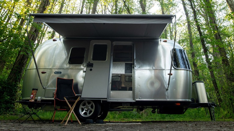 The Airstream Bambi camper trailer in the wild.