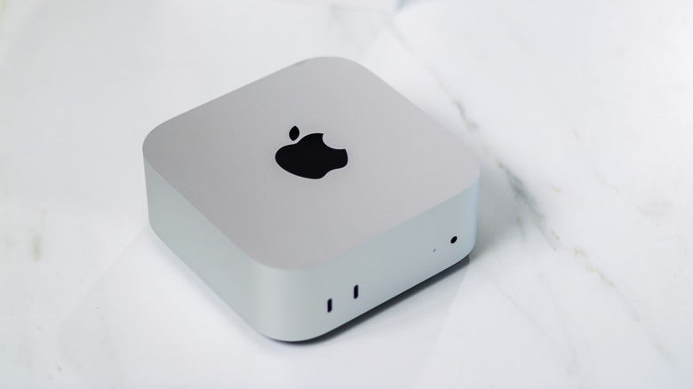 The latest model of the Mac mini on a marble surface