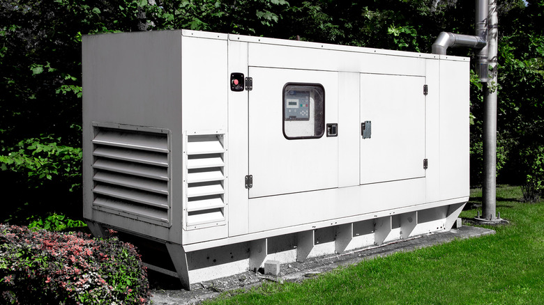 A diesel generator installed outside.
