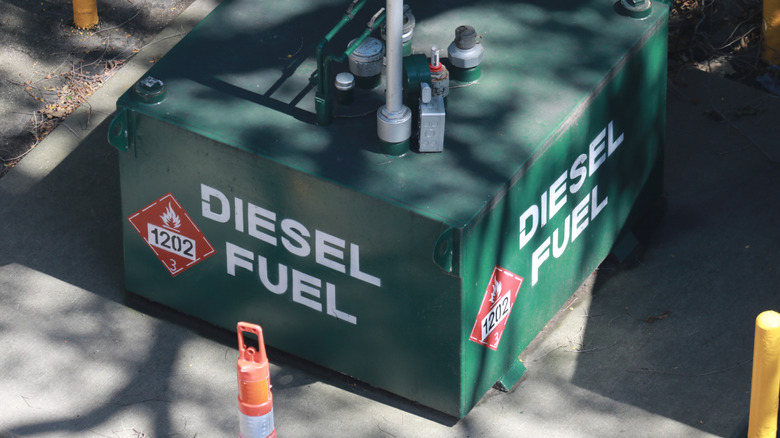 Container holding diesel fuel