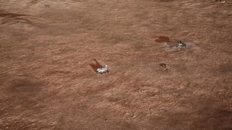 A rendering of the sample return rover on the Martian surface.