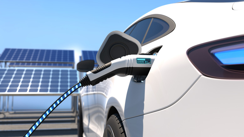 Solar Panels Charging EV
