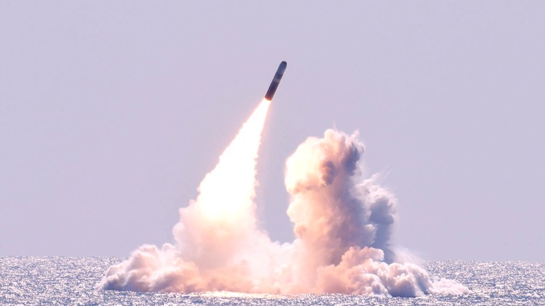 A UGM-133A Trident II firing from an underwater submarine
