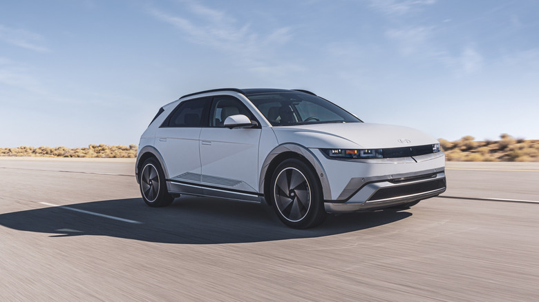 A 2025 Hyundai Ioniq 5 in the "Limited" trim photographed on the road.