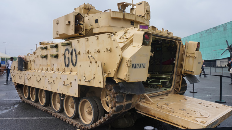 A Bradley IFV rear 3/4 view