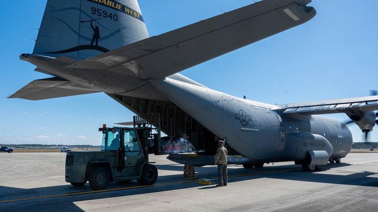 Back view of C-130 Hercules.