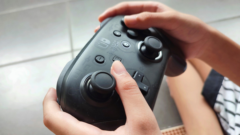 switch pro controller in hand