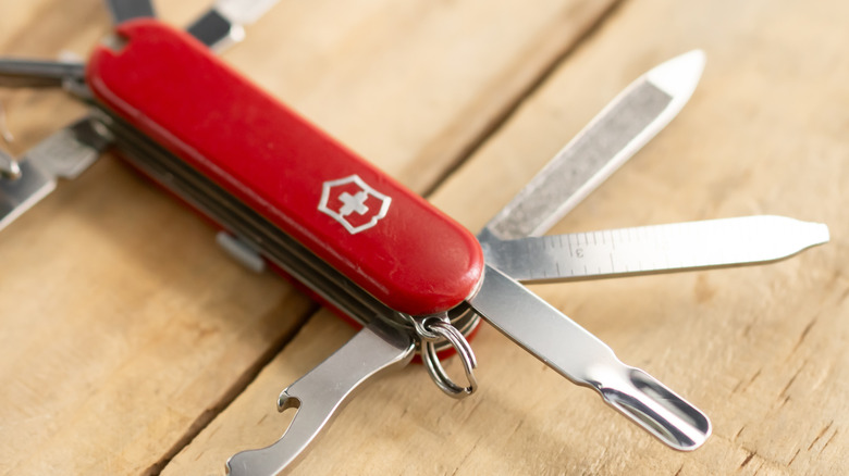 unfolded Swiss army knife