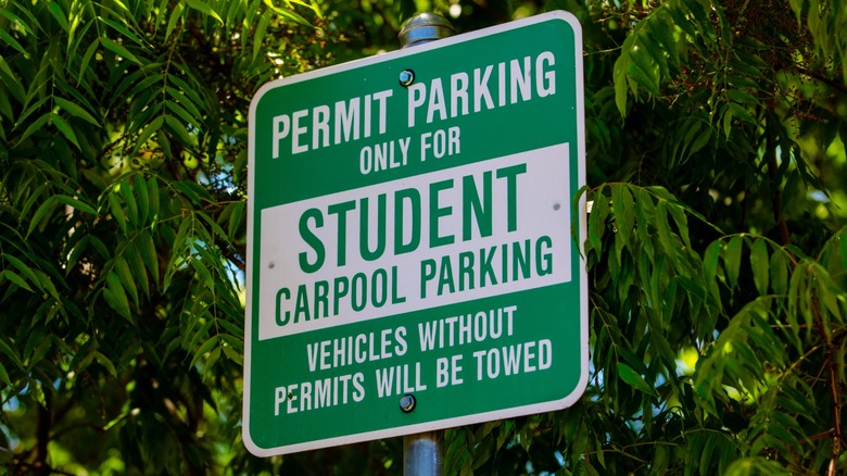 A permit parking only warning sign