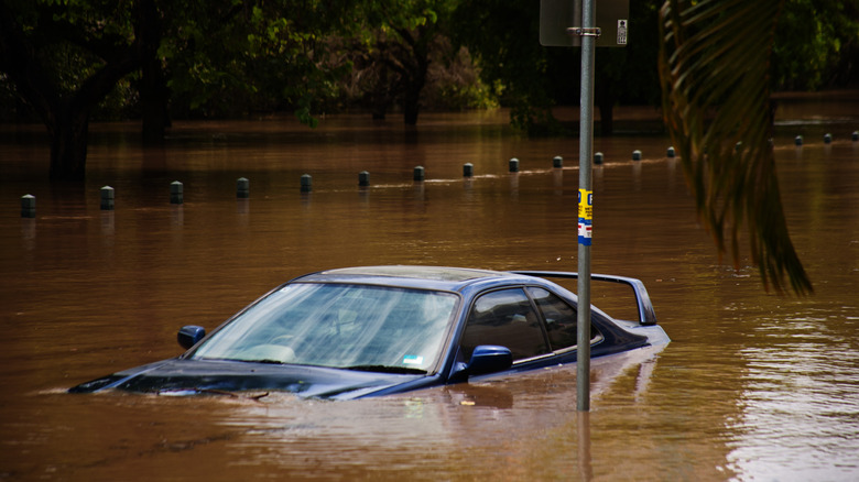 Car submerged in water