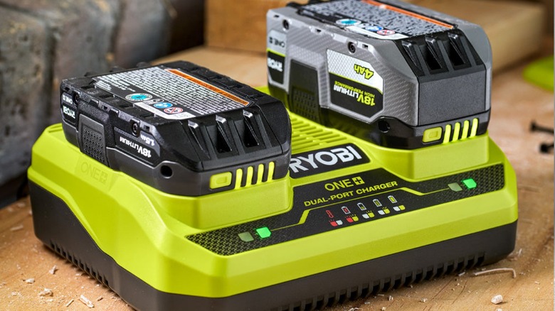Ryobi batteries in charger