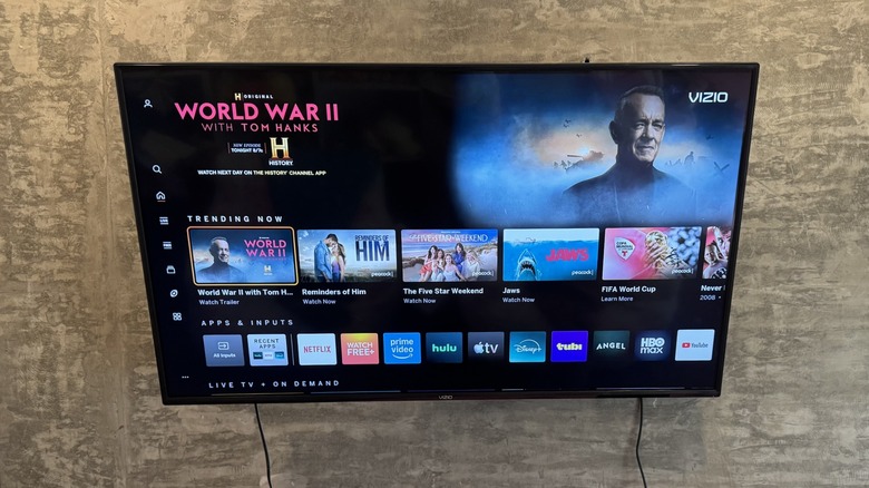 mounted TV on concrete wall