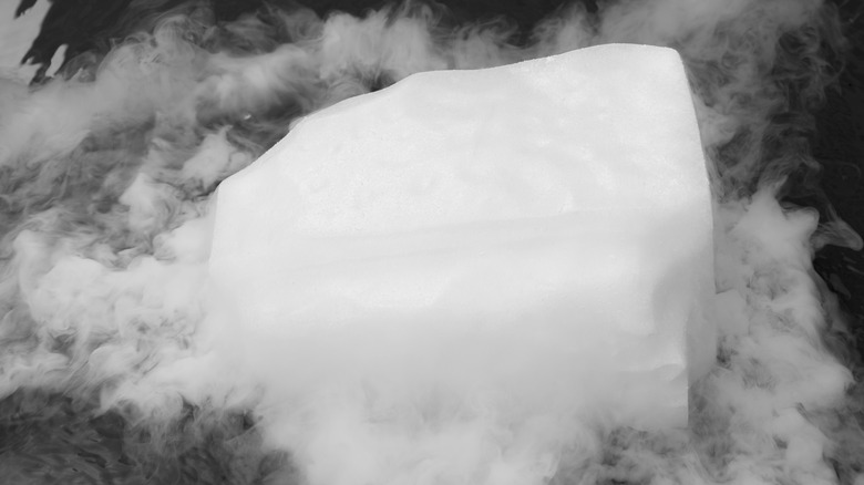 Dry ice sublimating