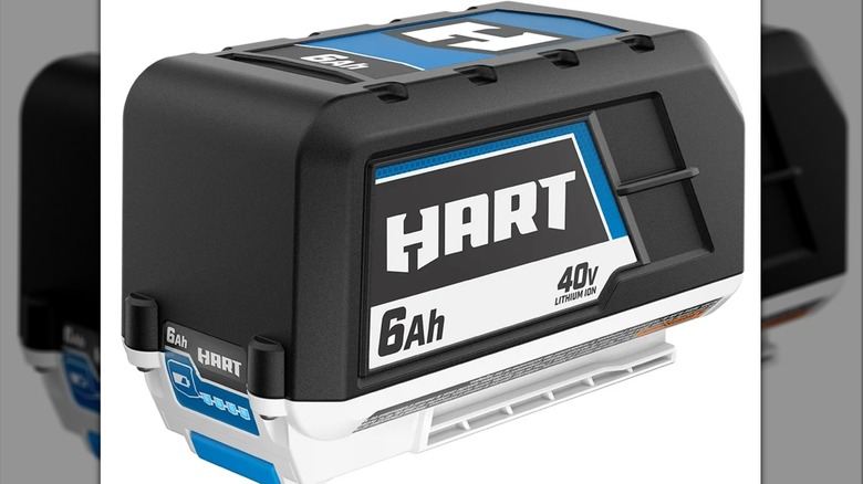 A stock image of a Hart tool battery.