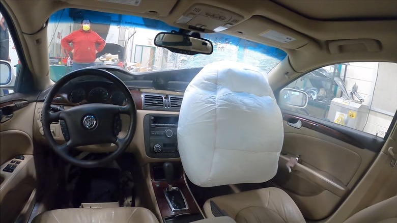 A blown frontal passenger side airbag