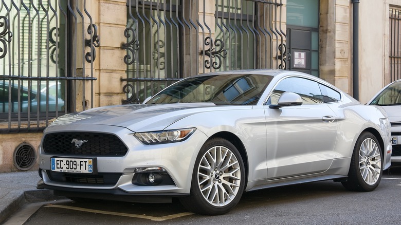 Front and side view of a 2018 Ford Mustang EcoBoost