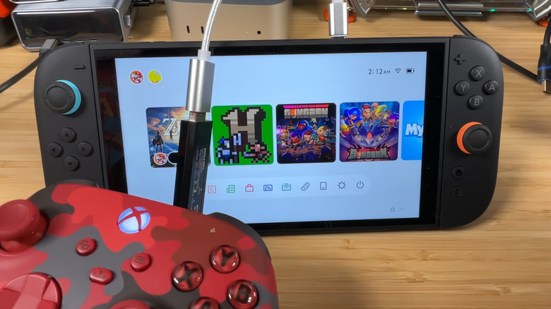 xbox controller plugged into switch 2