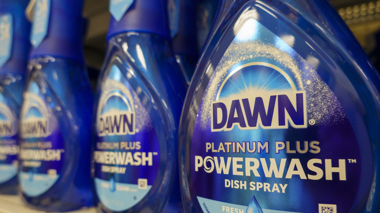 Dawn Powerwash Dish Spray bottles on a store shelf