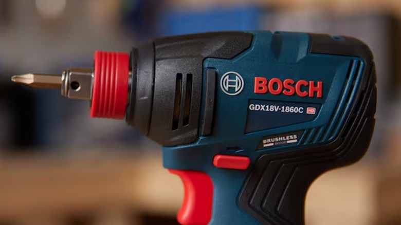 A Bosch impact driver viewed from the side.