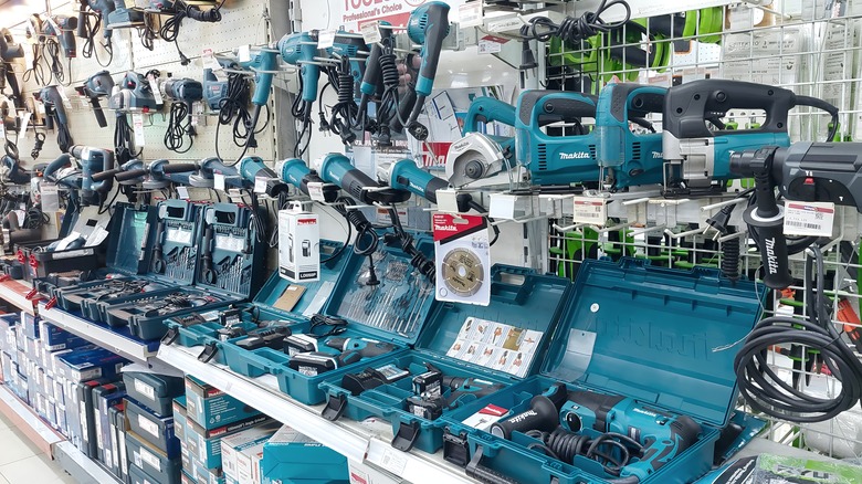 Collection of Makita Power Tools on display