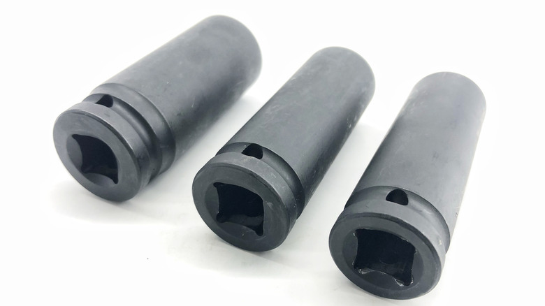 Top view of three impact sockets