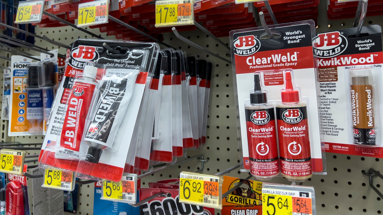 J-B Weld products presented on a store shelf