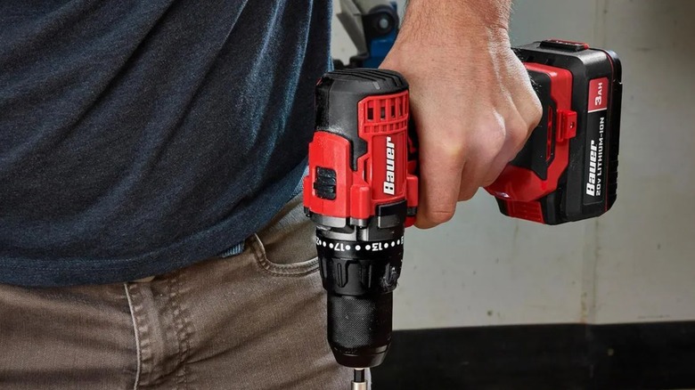 Using a Bauer power drill from Harbor Freight