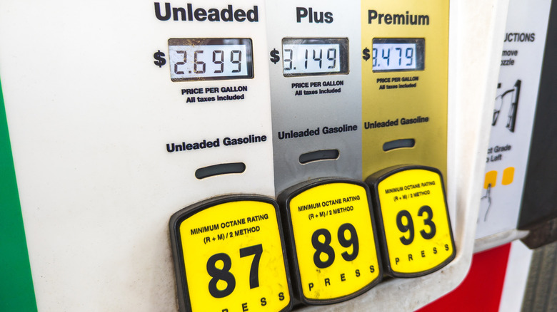 gas pump with premium and regular options