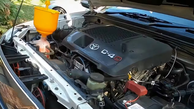 Closeup image of a 3-liter Toyota D-4D engine bay