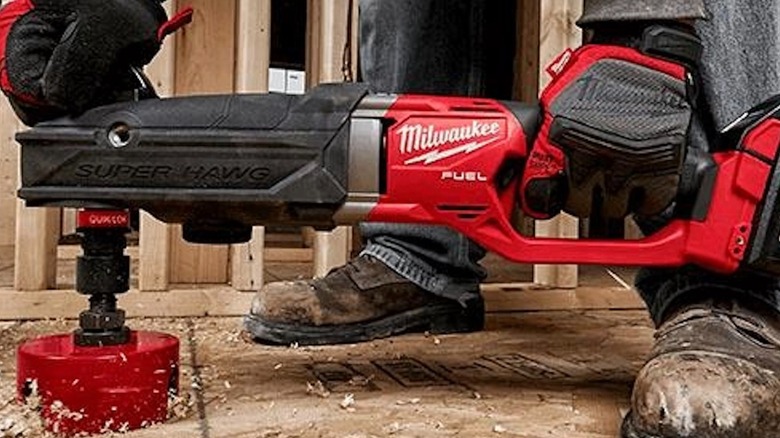Milwaukee Super Hawg Drill in use