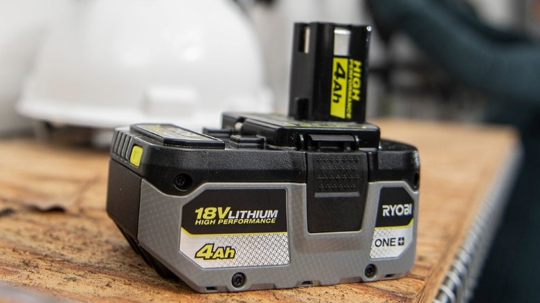 Ryobi 18V HP battery on table