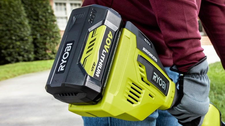 Ryobi 40V battery on string trimmer