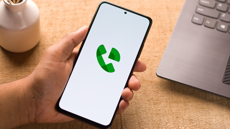 Smartphone with Google Voice logo