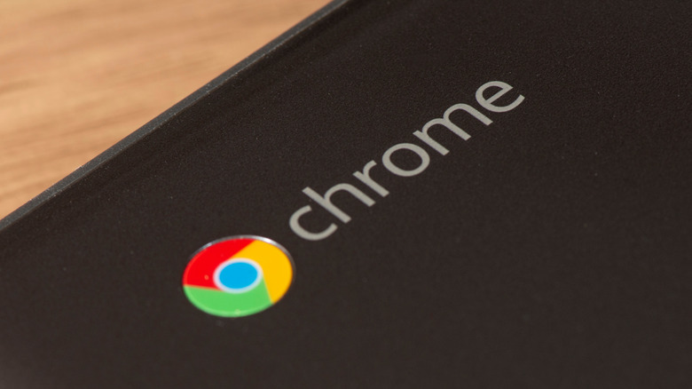 The Google Chrome logo on a Chromebook.