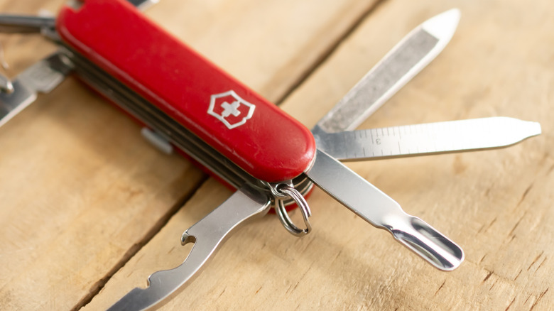 Swiss Army Knife kept on table