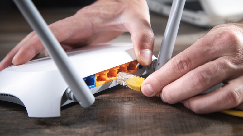 Wi-Fi router plugging in