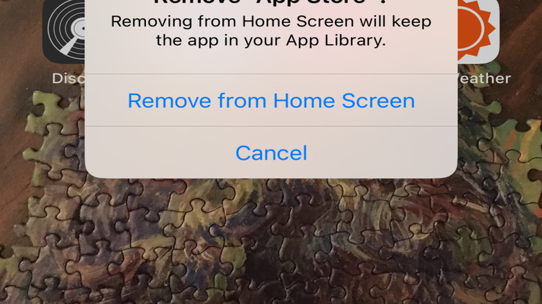 Screenshot displaying Remove App Store option