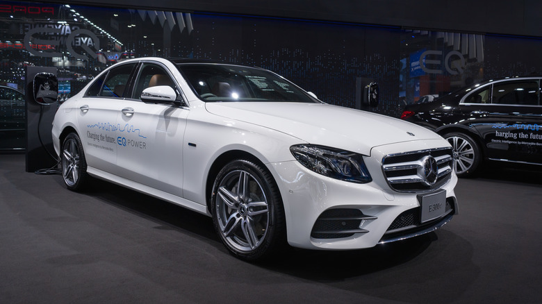 Mercedes-Benz E300 Hybrid at auto show
