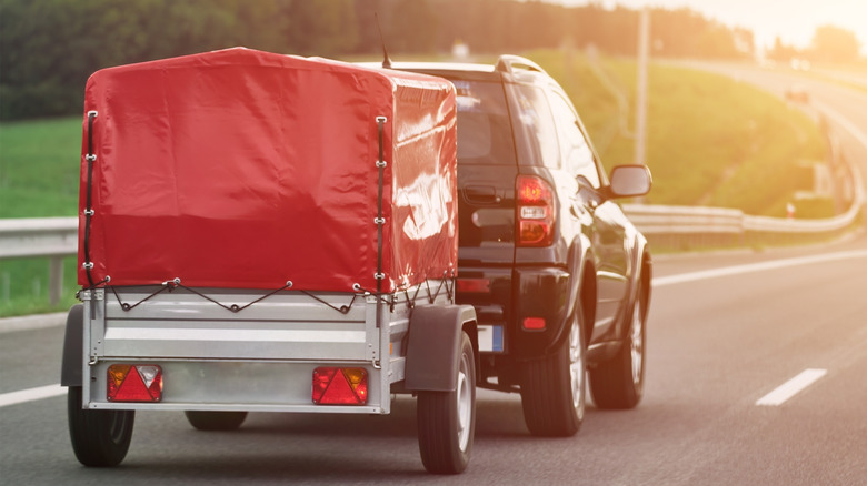 Toyota RAV4 towing a small trailer