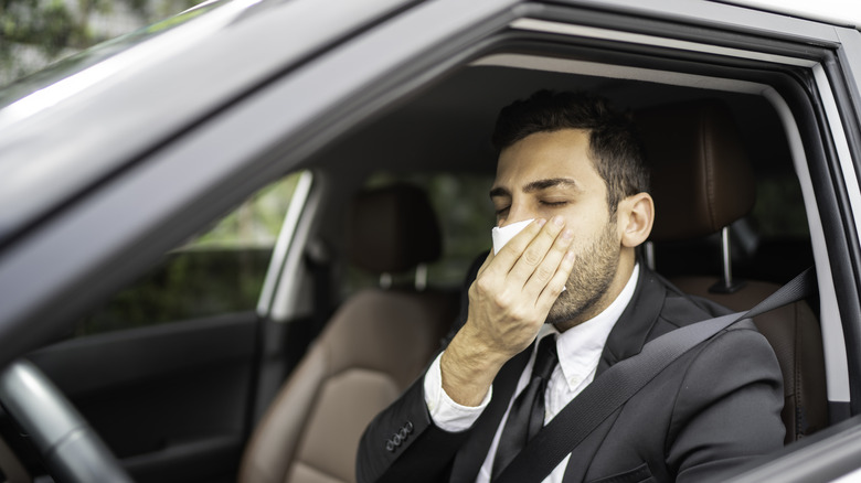 Person inside a car.