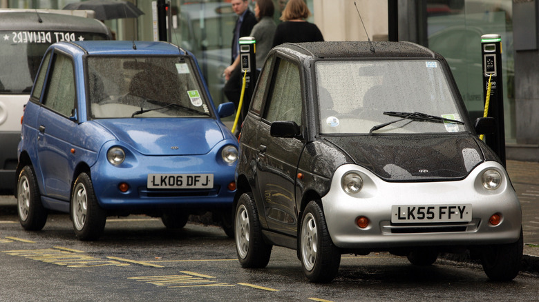 Two Reva G-Wiz EVs charge up in London