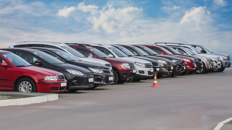 Used cars at a dealership lot