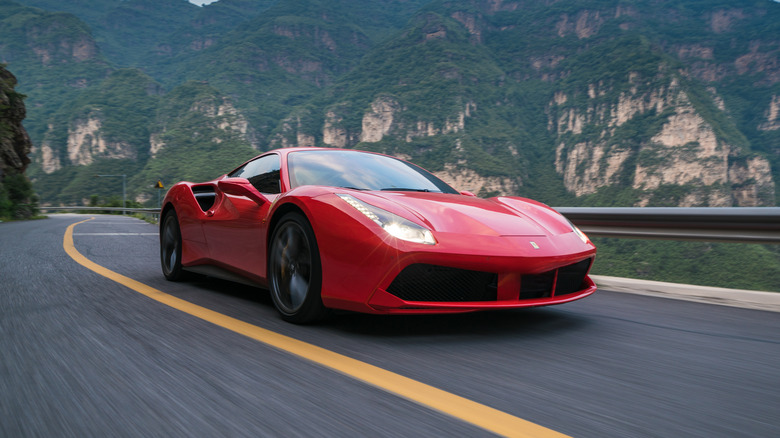 Ferrari 488 GTB on a mountain road