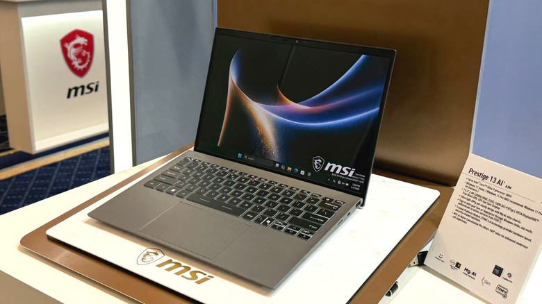 MSI Prestige 13 AI laptop on display