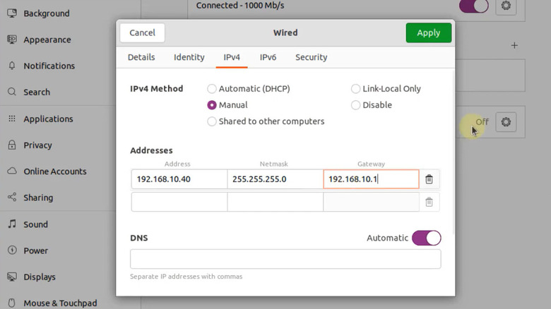 ubuntu change IP address