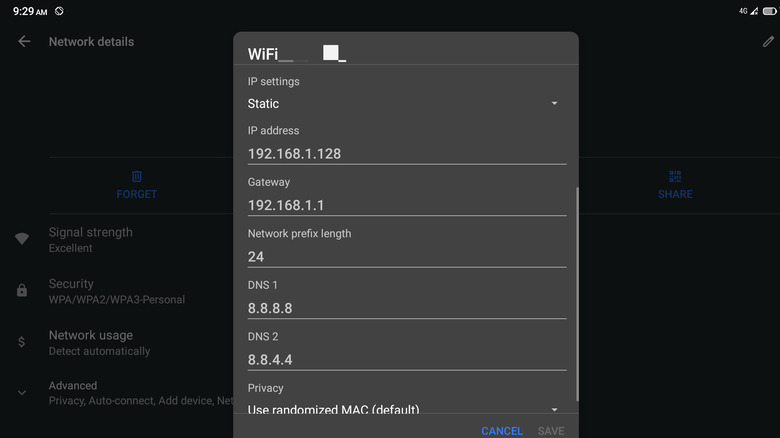 android settings change ip address